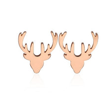 Load image into Gallery viewer, Yiustar Cute Animal Earrings Tiny Deer Stud Earrings Charms Stainless Steel Women Ear Studs Jewelry Christmas New Year Kids Gift