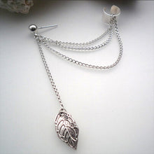 Load image into Gallery viewer, Female ear vintage metal leaf tassel earrings jewelry gold silver ear clip
