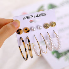 Load image into Gallery viewer, 2019 Bohemian Leopard Acrylic Pearl Earrings Set for Women Fashion Geometry Tassel Handmade Earrings Jewelry Gift Set