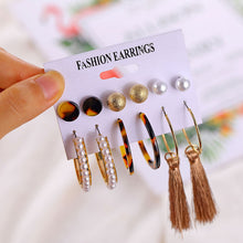 Load image into Gallery viewer, 2019 Bohemian Leopard Acrylic Pearl Earrings Set for Women Fashion Geometry Tassel Handmade Earrings Jewelry Gift Set