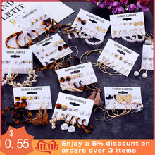 Load image into Gallery viewer, 2019 Bohemian Leopard Acrylic Pearl Earrings Set for Women Fashion Geometry Tassel Handmade Earrings Jewelry Gift Set