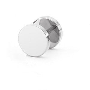 1 Piece Fashion Punk Earrings Double Sided Round Bolt Stud Earrings Male Gothic Barbell Black Earrings Men women Jewelry Gifts